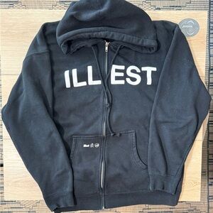 Black Illest Brand Zip-Up Men's Hoodie Size Large
